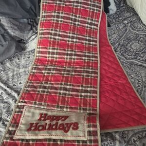 Happy Holidays Bella Lusc Quilted Red Plaid 71 × 14 Table Runner